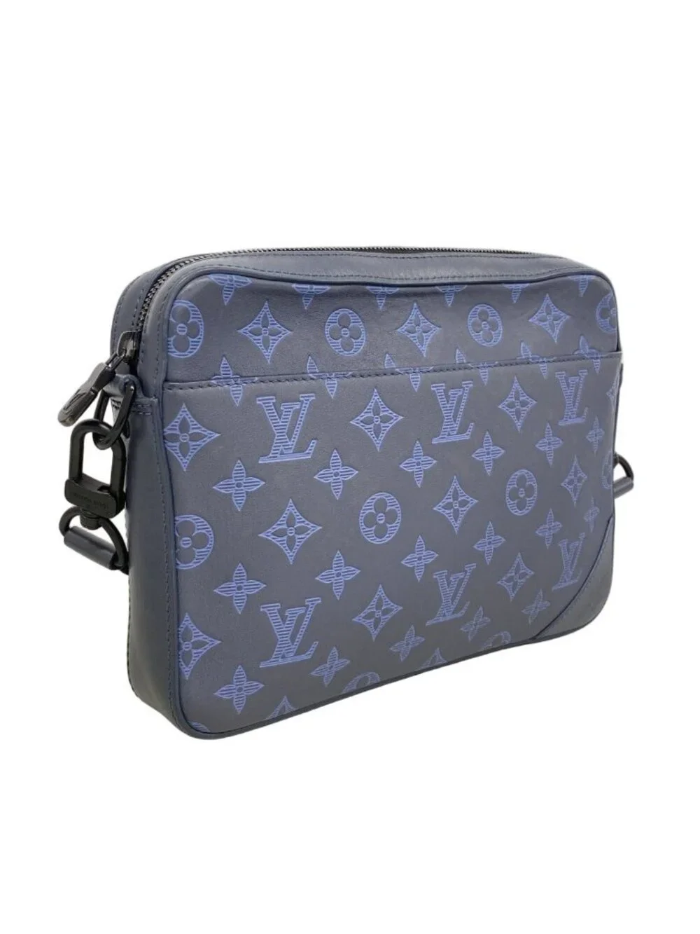 Louis Vuitton Shoulder Bag Monogram Shadow Duo Messenger Navy